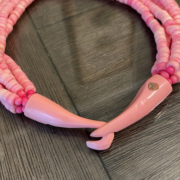 VTG Gerda Lynggaard Monies 5-Strand Dyed Pink Horn Bone Beads Runway Necklace - Picture 8 of 17